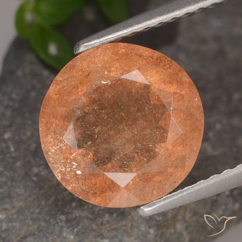 3.36ct 天然 ミディアムオレンジ サンストーン, ラウンド, 半透明