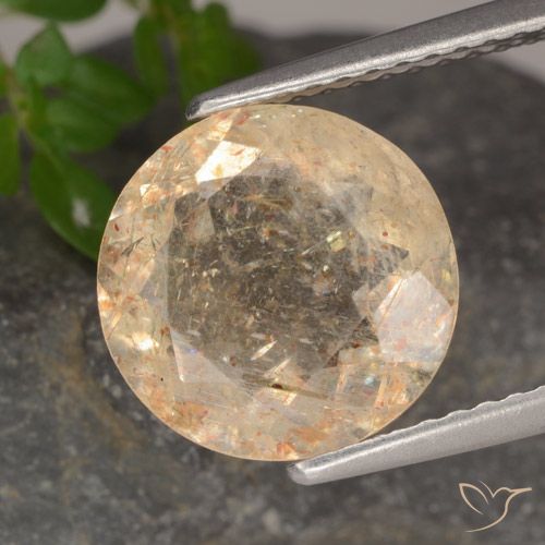 3.49ct 天然 カンタロープオレンジ サンストーン, ラウンド, 透明