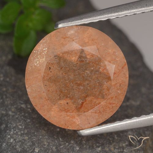 3.41ct 天然 ライトオレンジ サンストーン, ラウンド, 半透明