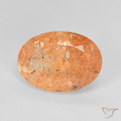5.65ct 天然 ミディアムオレンジ サンストーン, 楕円形, 半透明