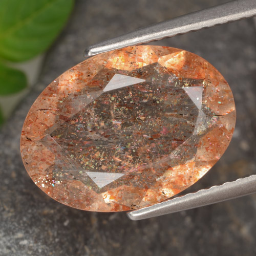 4.17カラットの天然ジンジャーオレンジサンストーン、オーバルカット、透明
