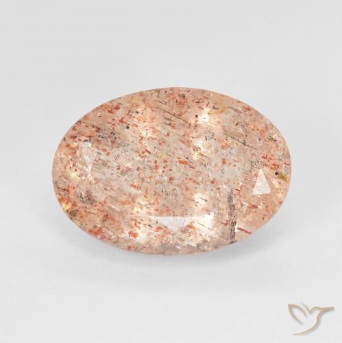 5.74ct 天然 ピーチオレンジ サンストーン, 楕円形, 透明