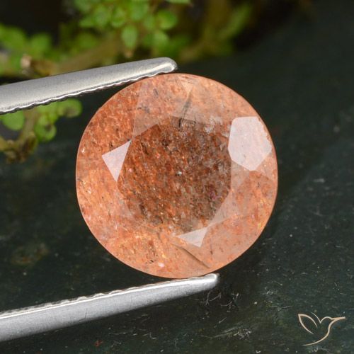 3.39ct 天然 ジンジャーオレンジ サンストーン, ラウンド, 透明