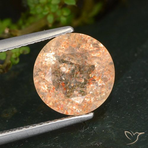 3.56ct 天然 ライトオレンジ サンストーン, ラウンド, 透明