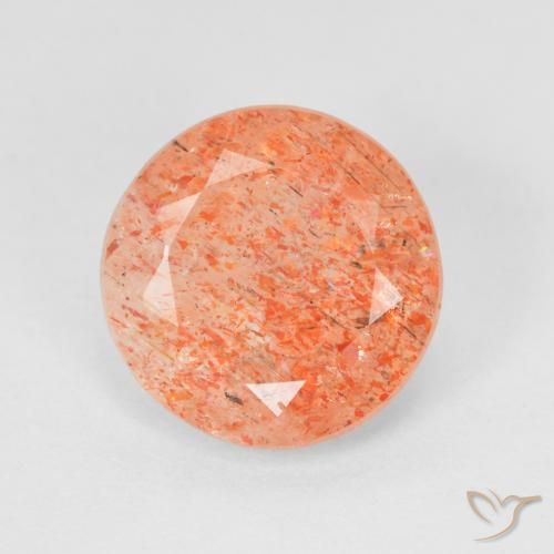3.19ct 天然 ジンジャーオレンジ サンストーン, ラウンド, 半透明