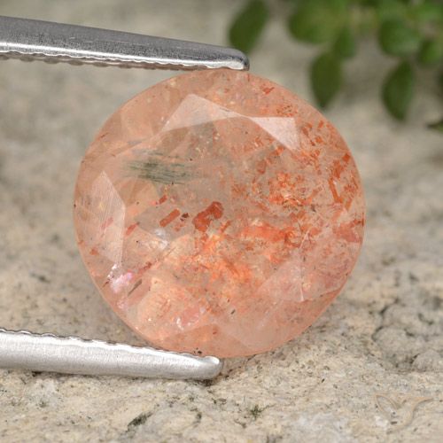 3.21ct 天然 ジンジャーオレンジ サンストーン, ラウンド, 半透明