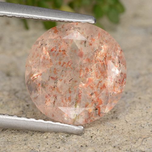 3.52ct 天然 ピーチオレンジ サンストーン, ラウンド, 透明