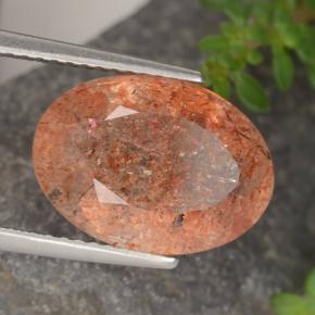 5.87カラットの天然ミディアム薄いオレンジサンストーン（14×10.1 mm・オーバルカット）
