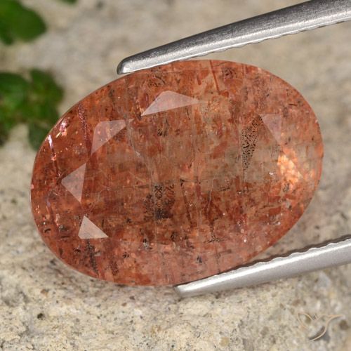 6.46ct 天然 グレープフルーツオレンジ サンストーン, 楕円形, 半透明