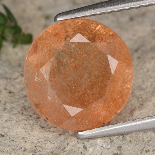 3.51ct 天然 ヤムオレンジ サンストーン, ラウンド, 半透明