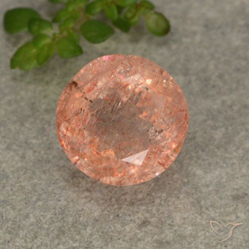 2.96ct 天然 ライトオレンジ サンストーン, ラウンド, 半透明
