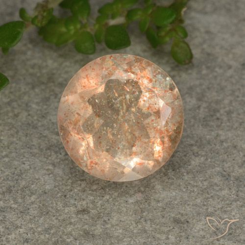 2.32ct 天然 ライトオレンジ サンストーン, ラウンド, 半透明