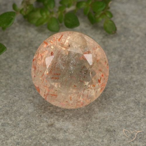 3.39ct 天然 薄いタイガーオレンジ サンストーン, ラウンド, 半透明
