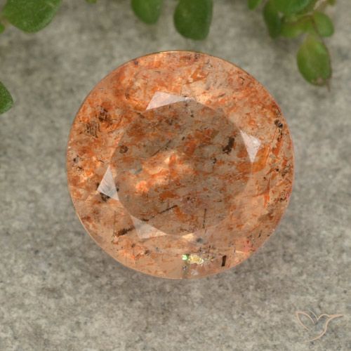3.17ct 天然 ウォームオレンジ サンストーン, ラウンド, 半透明
