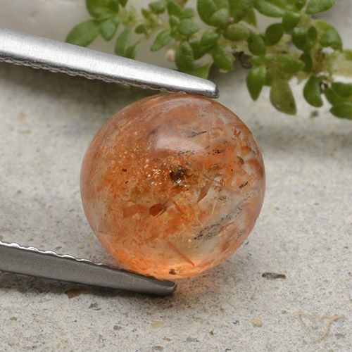 2.38ct 天然 ミディアムオレンジ サンストーン, ラウンド, 半透明
