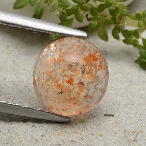 1.79ct 天然 薄いタイガーオレンジ サンストーン, ラウンド, 半透明