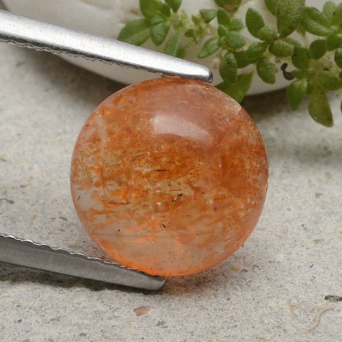 2.49ct 天然 ミディアムオレンジ サンストーン, ラウンド, 半透明