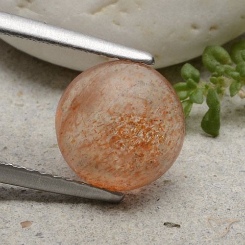 1.99ct 天然 ライトオレンジ サンストーン, ラウンド, 半透明