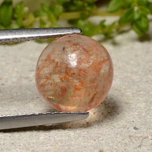 2.17ct 天然 ミディアムオレンジ サンストーン, ラウンド, 半透明