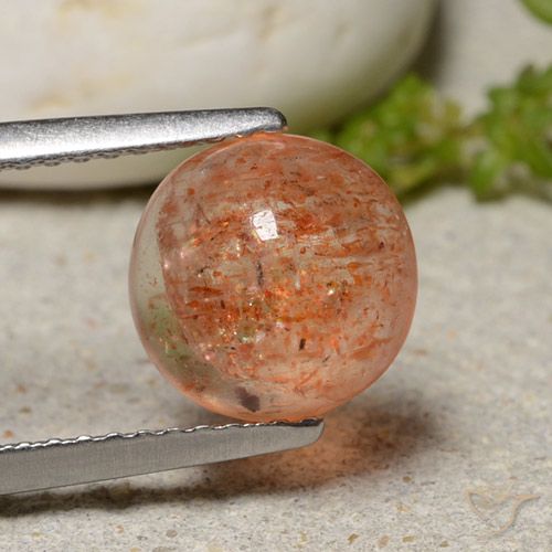 2.12ct 天然 グレープフルーツオレンジ サンストーン, ラウンド, 半透明
