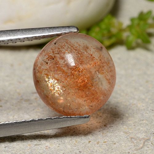 2.19ct 天然 ウォームオレンジ サンストーン, ラウンド, 半透明