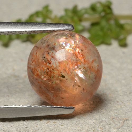 2.39ct 天然 ミディアムオレンジ サンストーン, ラウンド, 半透明