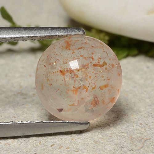 1.89ct 天然 ピーチオレンジ サンストーン, ラウンド, 半透明