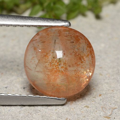 2.00ct 天然 ミディアムオレンジ サンストーン, ラウンド, 半透明