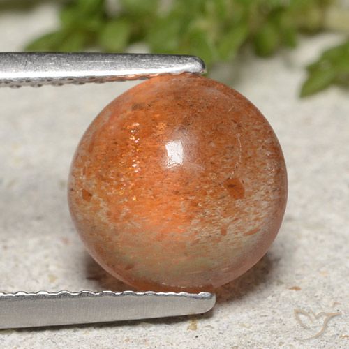 2.00ct 天然 ミディアムオレンジ サンストーン, ラウンド, 半透明