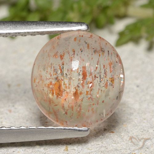 1.99ct 天然 オレンジホワイト サンストーン, ラウンド, 半透明