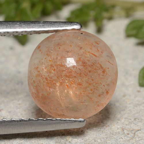 2.07ct 天然 薄いタイガーオレンジ サンストーン, ラウンド, 半透明