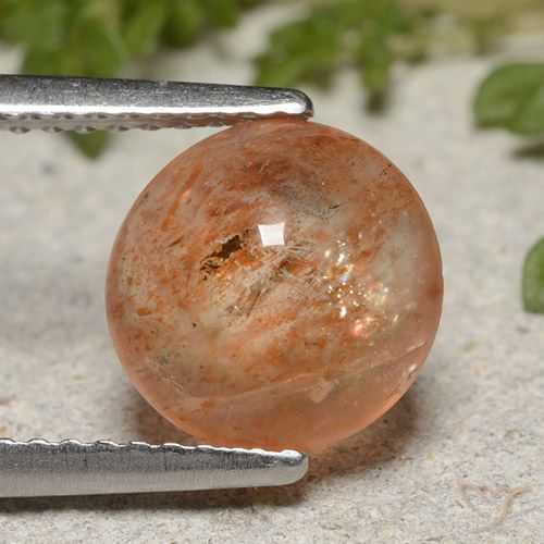 2.12ct 天然 ミディアムオレンジ サンストーン, ラウンド, 半透明