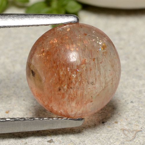 2.29ct 天然 赤みがかったオレンジ サンストーン, ラウンド, 半透明