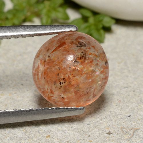 2.04ct 天然 赤みがかったオレンジ サンストーン, ラウンド, 半透明