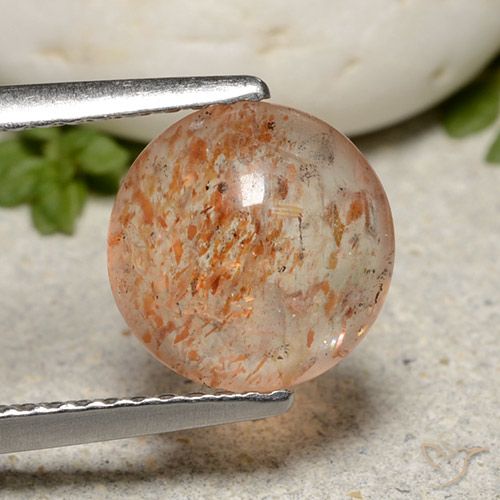1.91ct 天然 ミディアムオレンジ サンストーン, ラウンド, 半透明