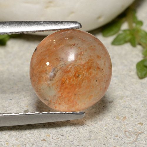 2.53ct 天然 ウォームオレンジ サンストーン, ラウンド, 半透明