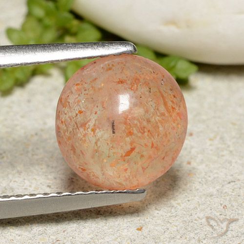 1.99ct 天然 ライトオレンジ サンストーン, ラウンド, 半透明