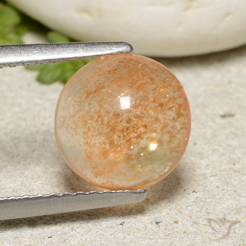 1.85ct 天然 カンタロープオレンジ サンストーン, ラウンド, 半透明