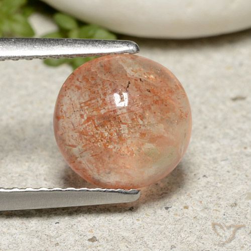 2.10ct 天然 薄いタイガーオレンジ サンストーン, ラウンド, 半透明