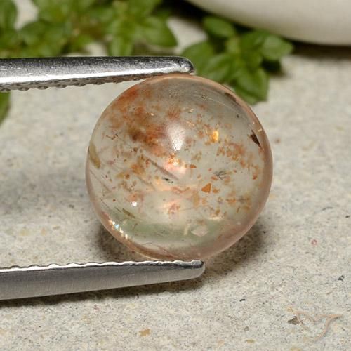 1.90ct 天然 薄いピーチオレンジ サンストーン, ラウンド, 半透明