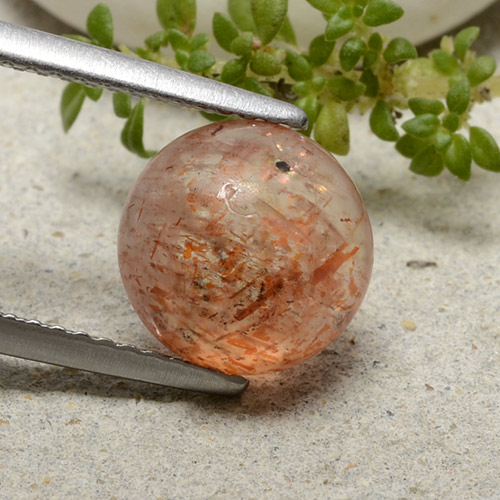 2.65カラットの天然ウォームオレンジサンストーン、ラウンドカット、半透明