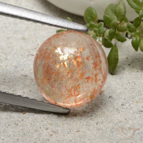 2.03ct 天然 薄いタイガーオレンジ サンストーン, ラウンド, 半透明