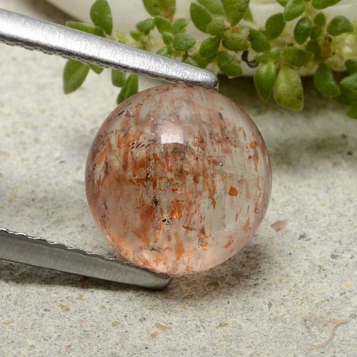 1.96ct 天然 薄いタイガーオレンジ サンストーン, ラウンド, 半透明