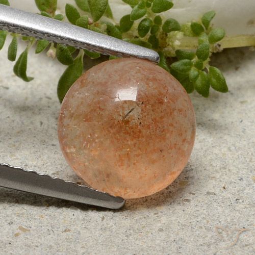 1.98ct 天然 ミディアムオレンジ サンストーン, ラウンド, 半透明