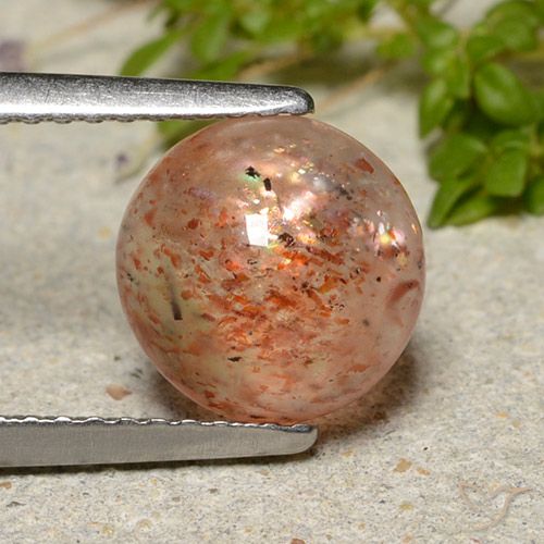 2.24ct 天然 グレープフルーツオレンジ サンストーン, ラウンド, 半透明