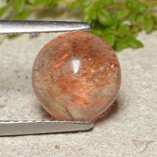 2.04ct 天然 ミディアムオレンジ サンストーン, ラウンド, 半透明