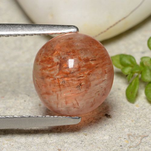 2.72ct 天然 赤みがかったオレンジ サンストーン, ラウンド, 半透明