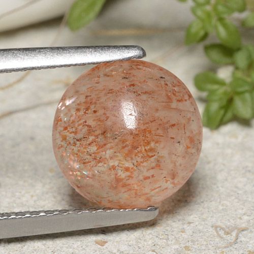 2.10ct 天然 薄いタイガーオレンジ サンストーン, ラウンド, 半透明