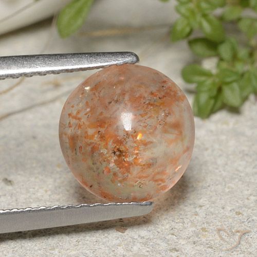 1.91ct 天然 薄いタイガーオレンジ サンストーン, ラウンド, 半透明