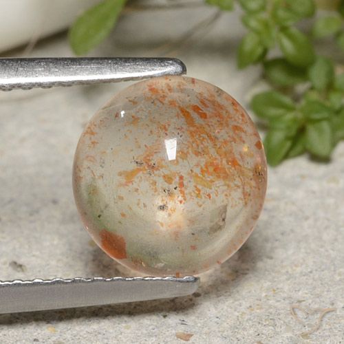 1.75ct 天然 薄いタイガーオレンジ サンストーン, ラウンド, 半透明